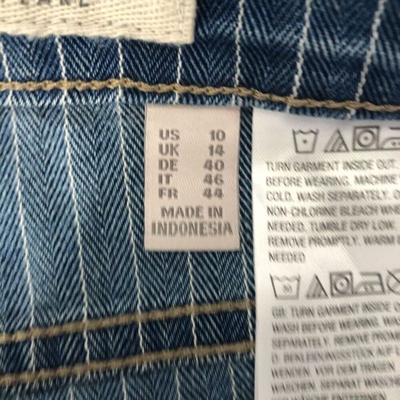 Logo by Lori Goldstein Jeans Womens Size 10 Blue Striped Denim Mid Rise Flare - Picture 9 of 15